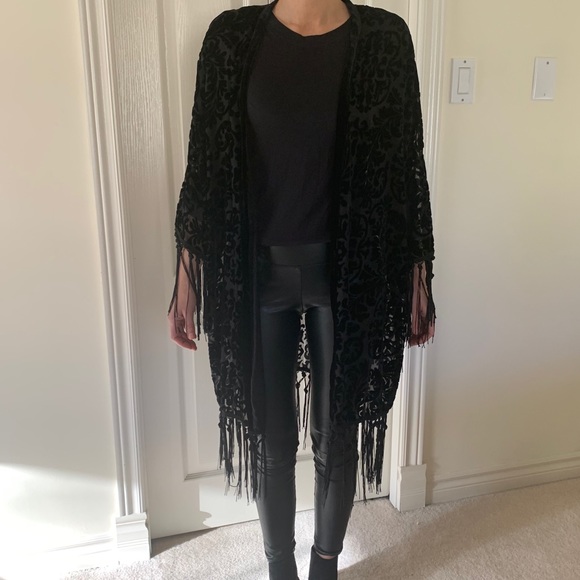 Zara Boho Black cut velvet kimono - Picture 3 of 11